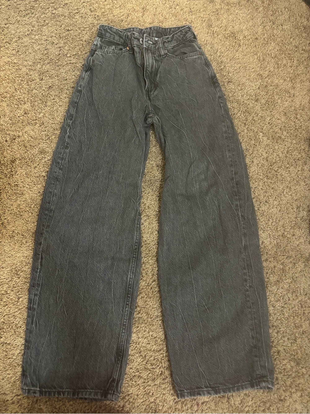 High-Rise Wide Leg Jeans in Washed Black